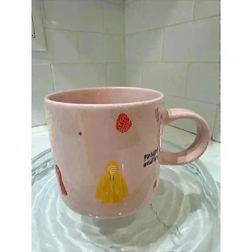 Starbucks Pink Ceramic Mug 12oz Fall Sweater Weather Drink Cup.